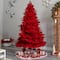 8ft. Pre-Lit Red Flocked Fraser Fir Artificial Christmas Tree, Red Lights